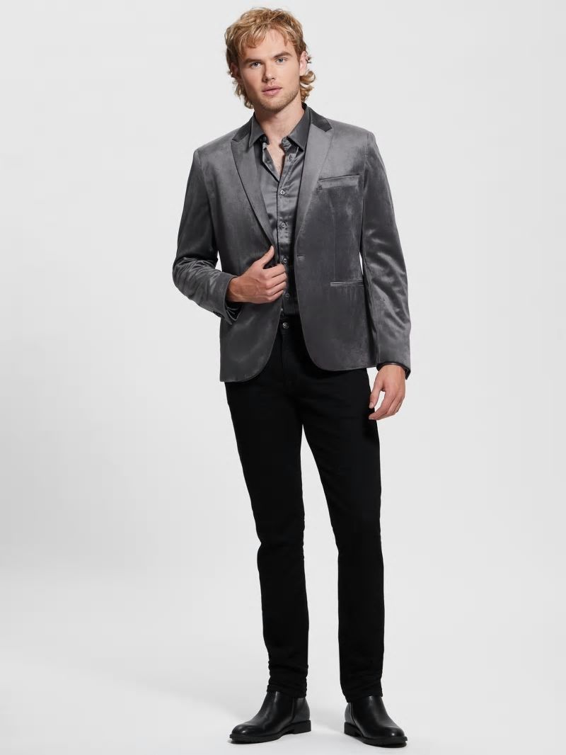 Guess Fulham Velvet Blazer - Magnetic