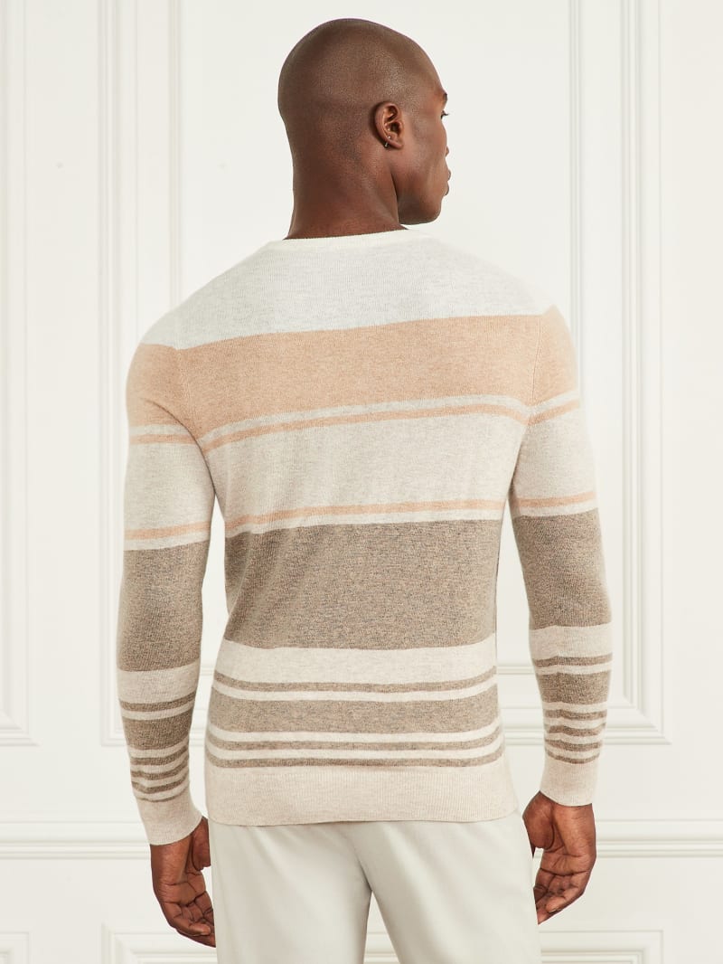 Guess Cashmere-Blend Crewneck Sweater - Natural Stripes