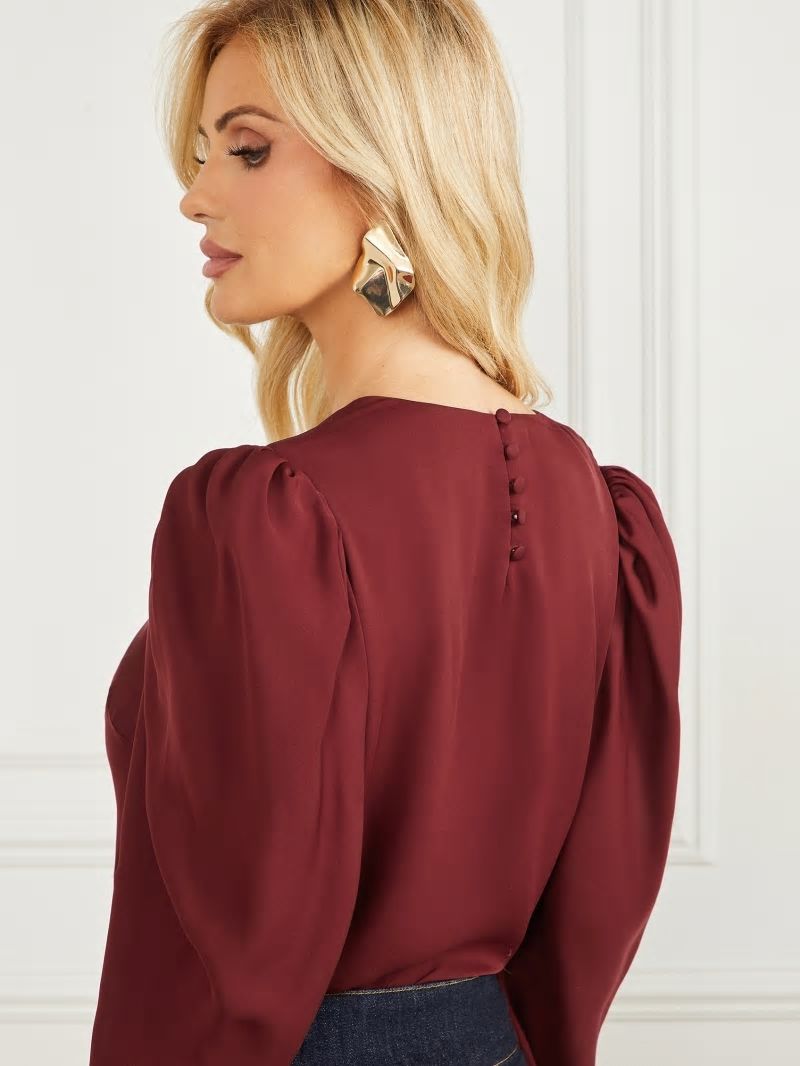 Guess Fernanda Silk Blouse - Vino