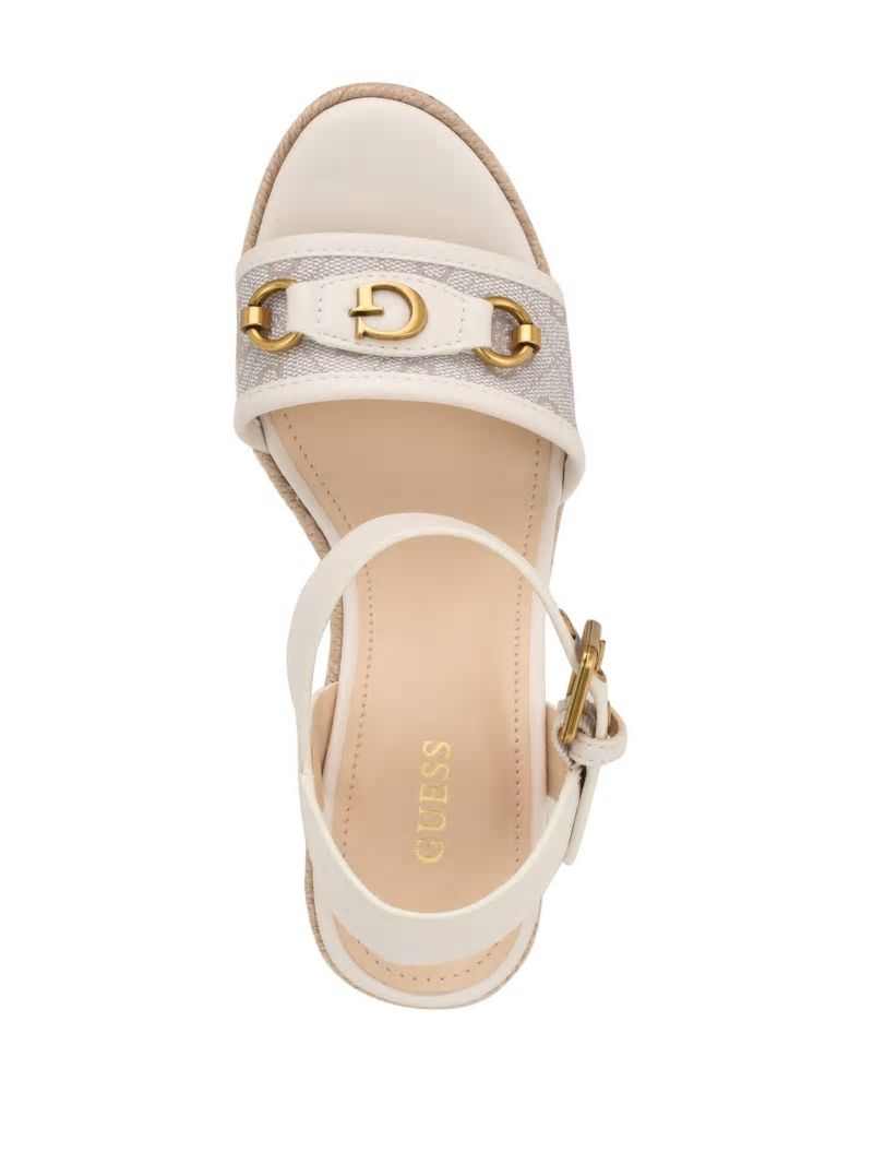 Guess Hisley Wedge Sandals - Ivory 150