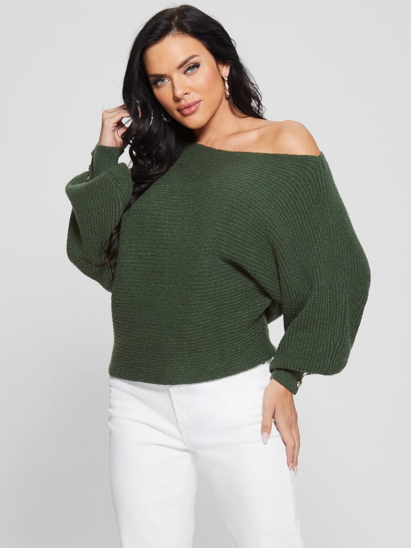 Guess Isadora Off-Shoulder Sweater - Silk Taupe Heather Multi