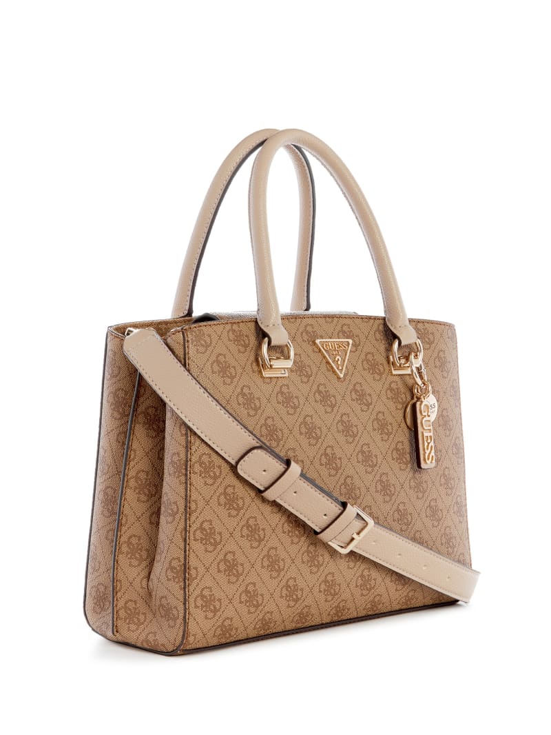 Guess Noelle Quattro G Girlfriend Satchel - Latte Logo