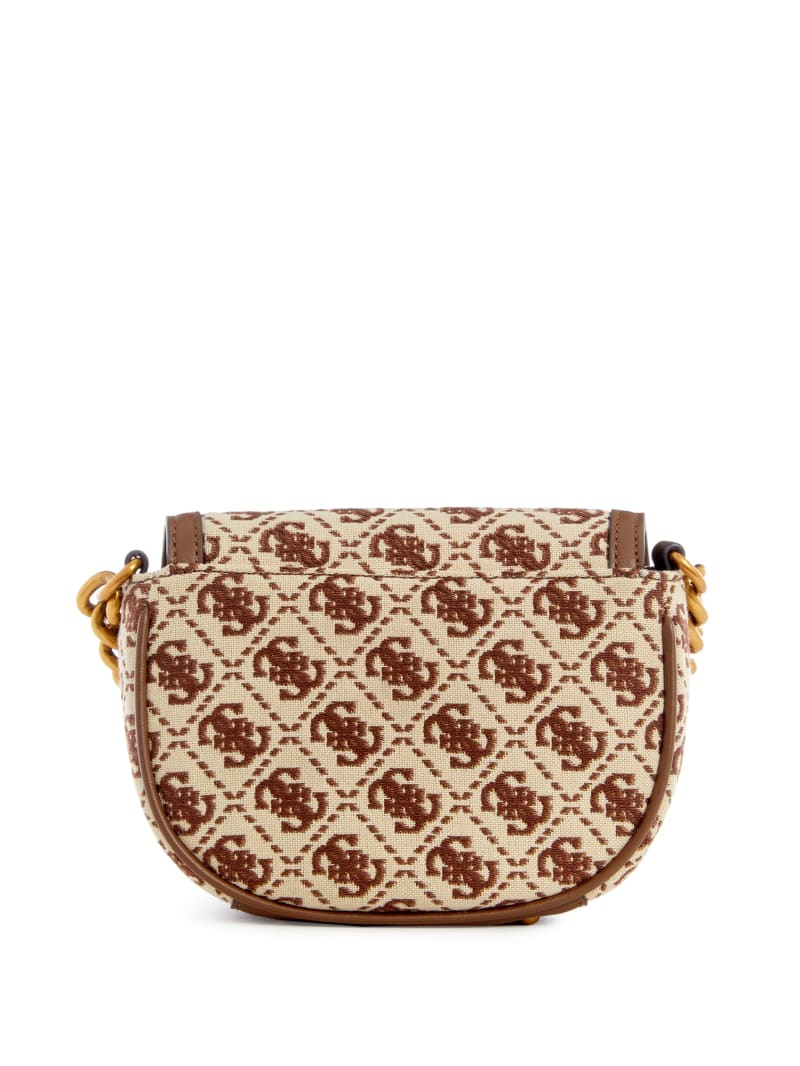 Guess Izzy Jacquard Logo Mini Crossbody - Brown Multi