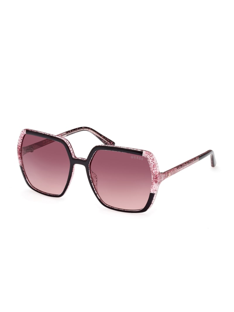 Guess Glitter Square Plastic Sunglasses - Black