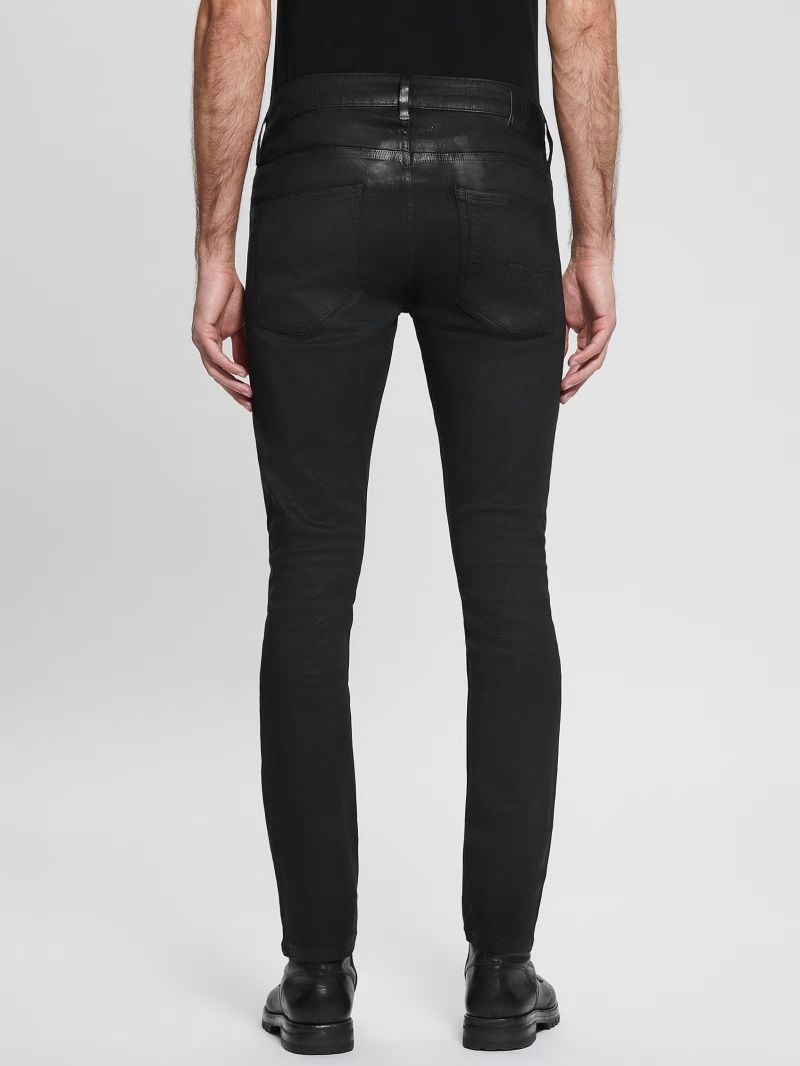 Guess Coated Skinny Jeans - Mechanical Black Wash