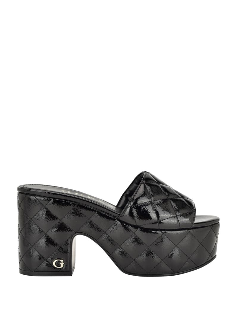 Guess Yanni Quilted Platform Mules - Black 002