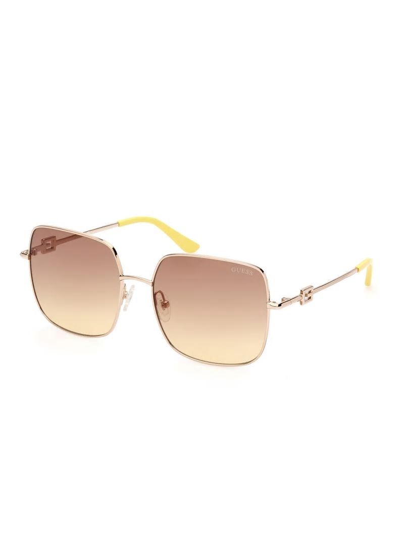 Guess Oversized Square G Metal Sunglasses - Tortoise