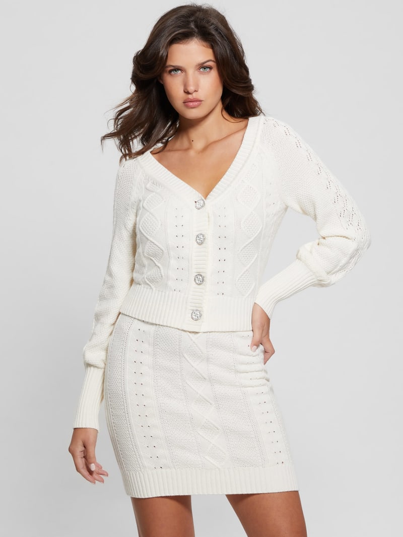 Guess Eco Brielle Cardigan Sweater - Cream White