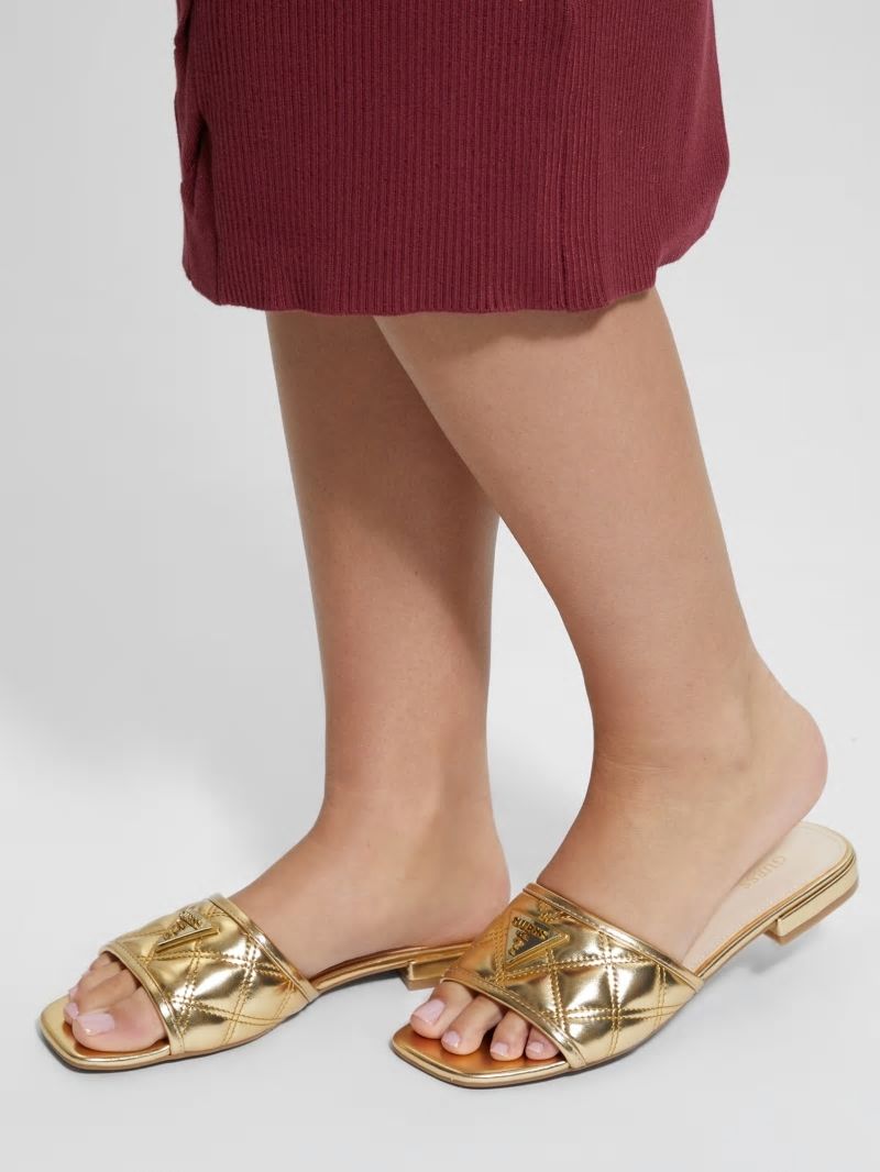 Guess Tameli Icon Slide Sandals - Gold