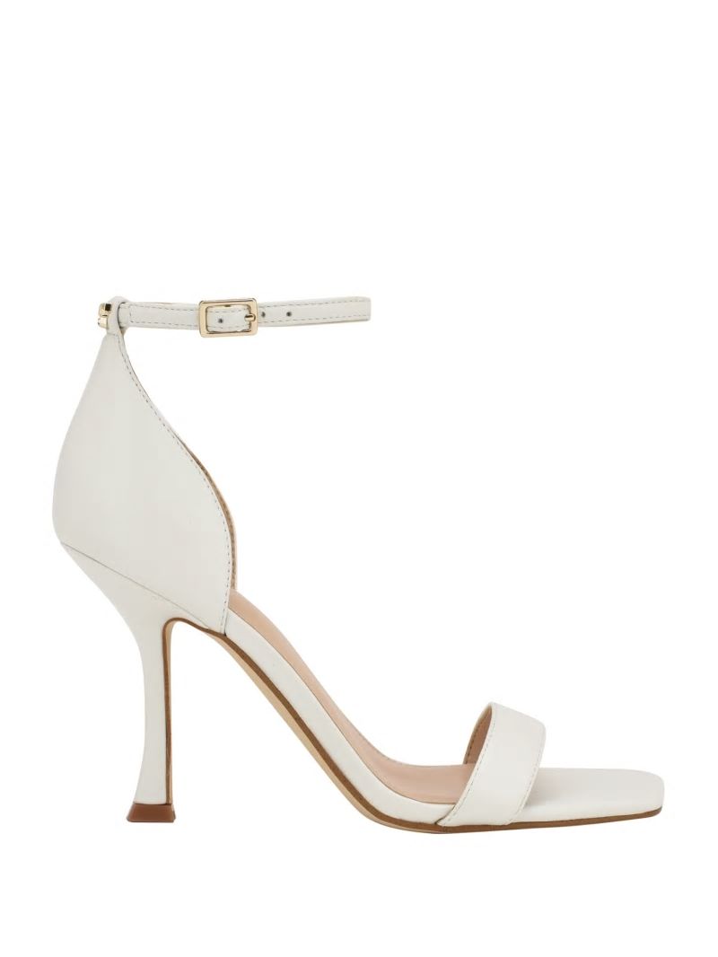 Guess Yael Leather Heels - White Graffiti