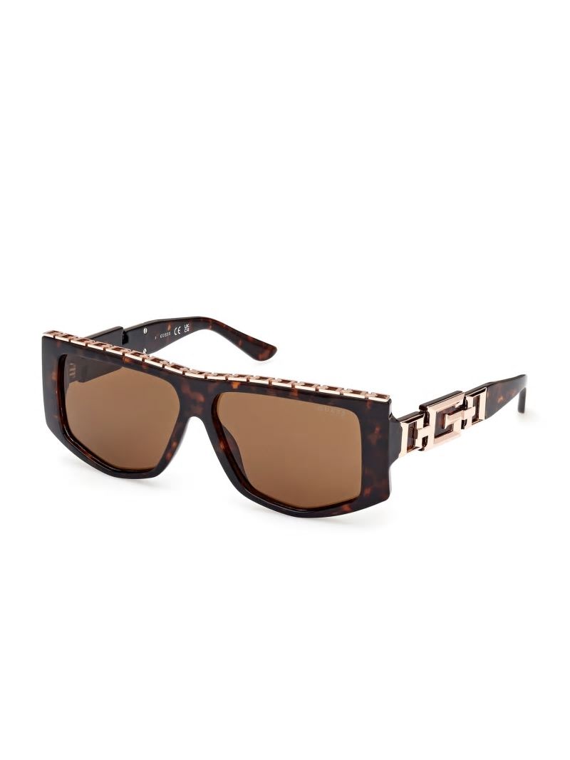 Guess Square G Chain Shield Sunglasses - Tort