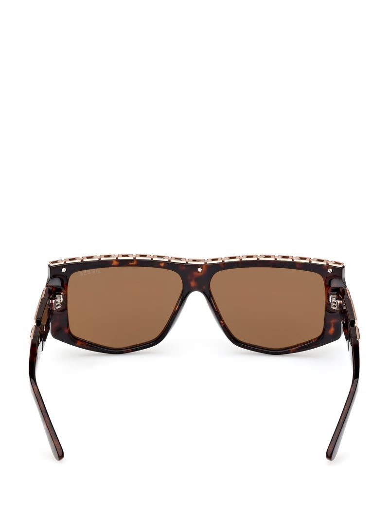 Guess Square G Chain Shield Sunglasses - Tort