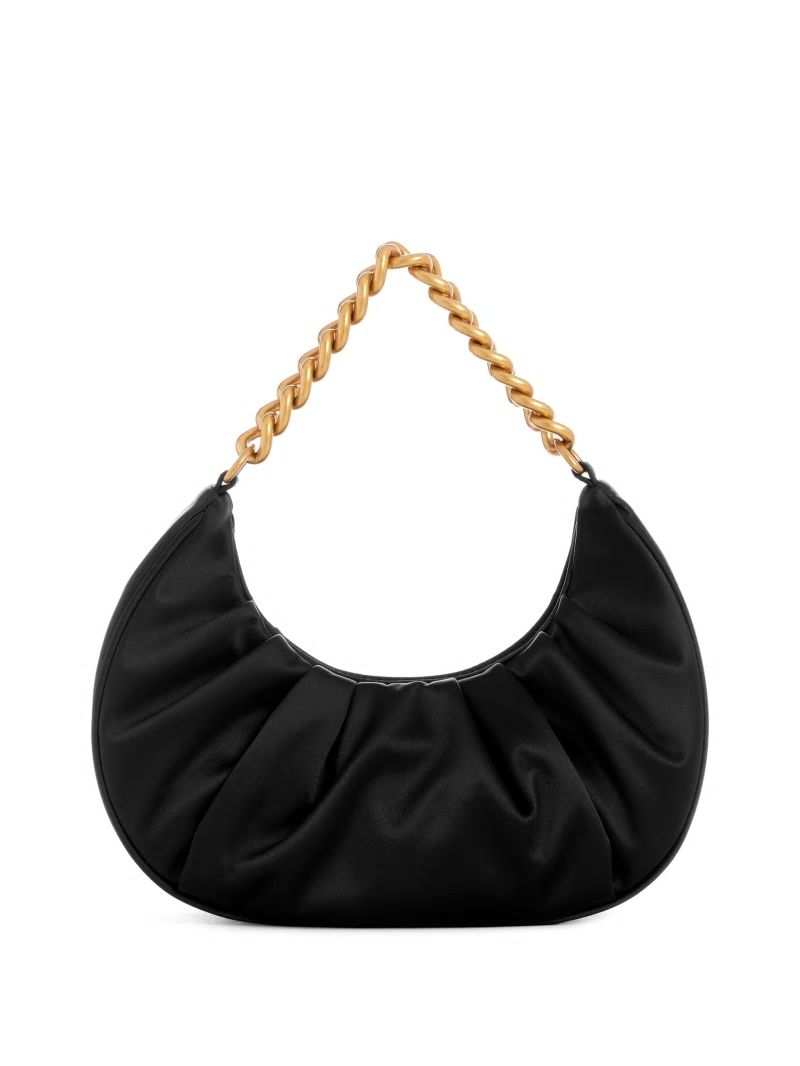 Guess Tori Satin Shoulder Bag - Black