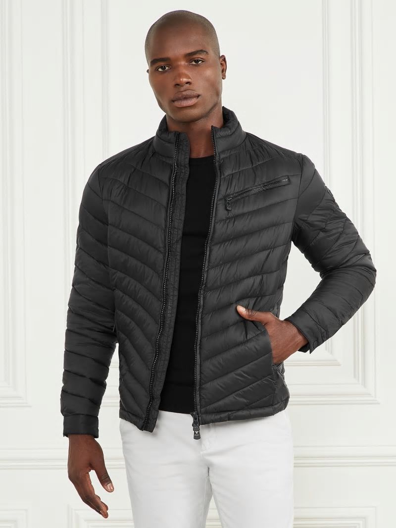 Guess Padded Chevron Jacket - Black