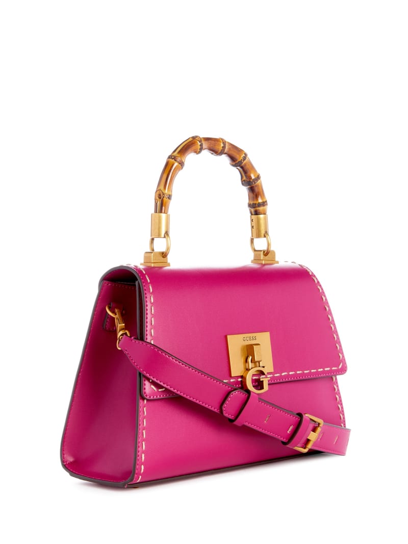 Guess Stephi Bamboo Handle Mini Satchel - Magenta