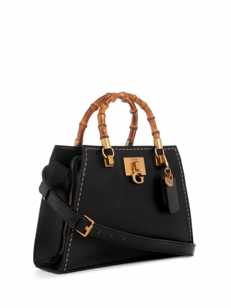 Guess Stephi Bamboo Handle Satchel - Black