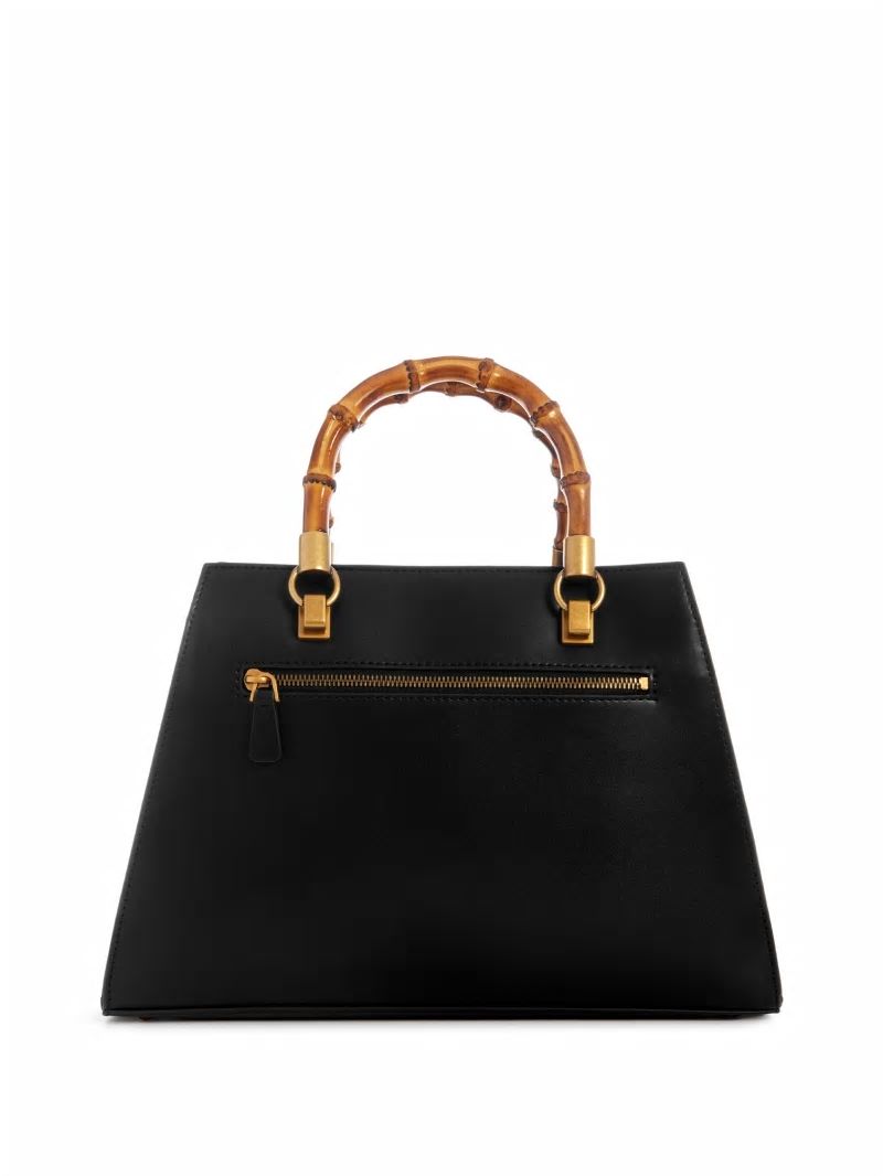 Guess Stephi Bamboo Handle Satchel - Black