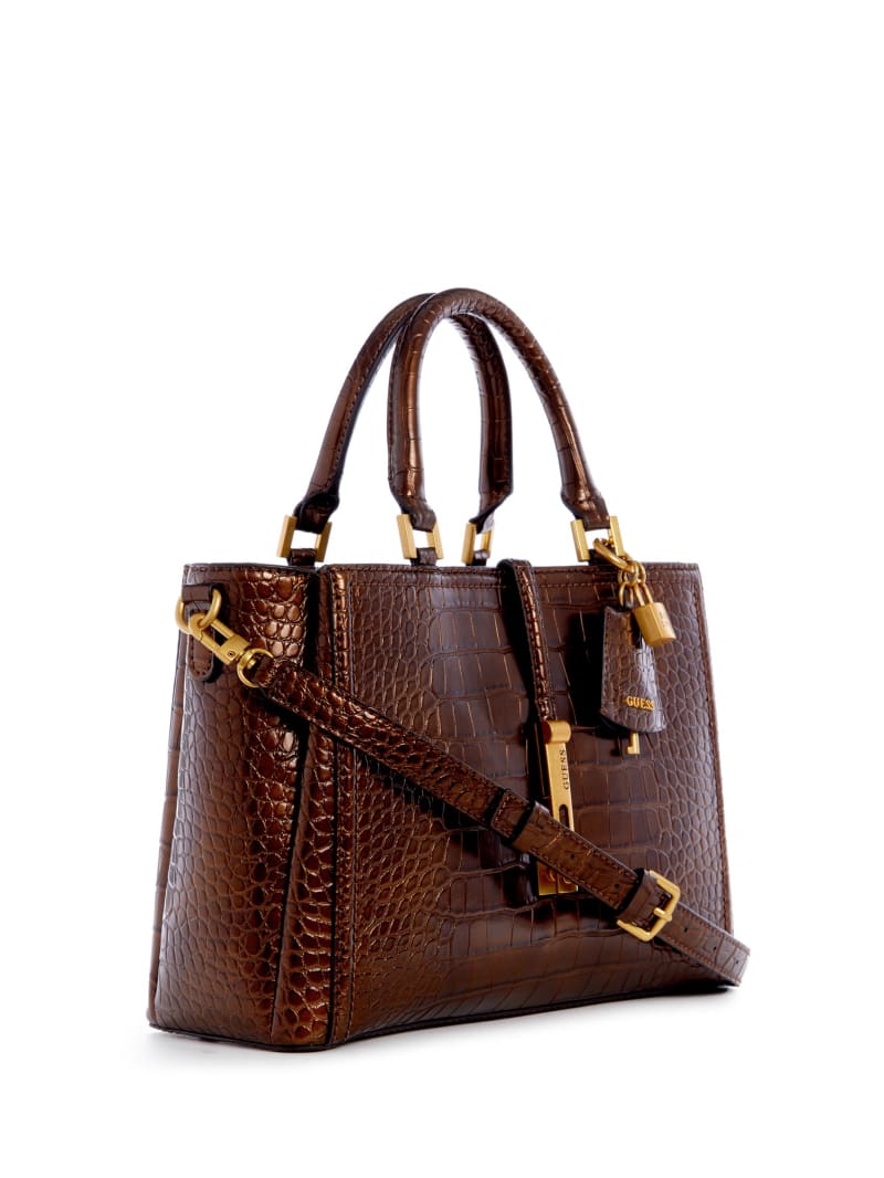 Guess James Croc Girlfriend Satchel - Bronze