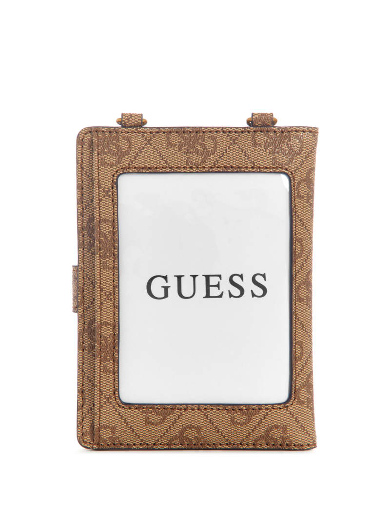 Guess Laurel Chain Passport Case - Latte Logo