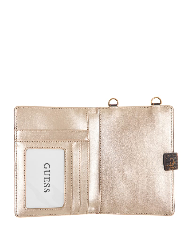 Guess Laurel Chain Passport Case - Latte Logo