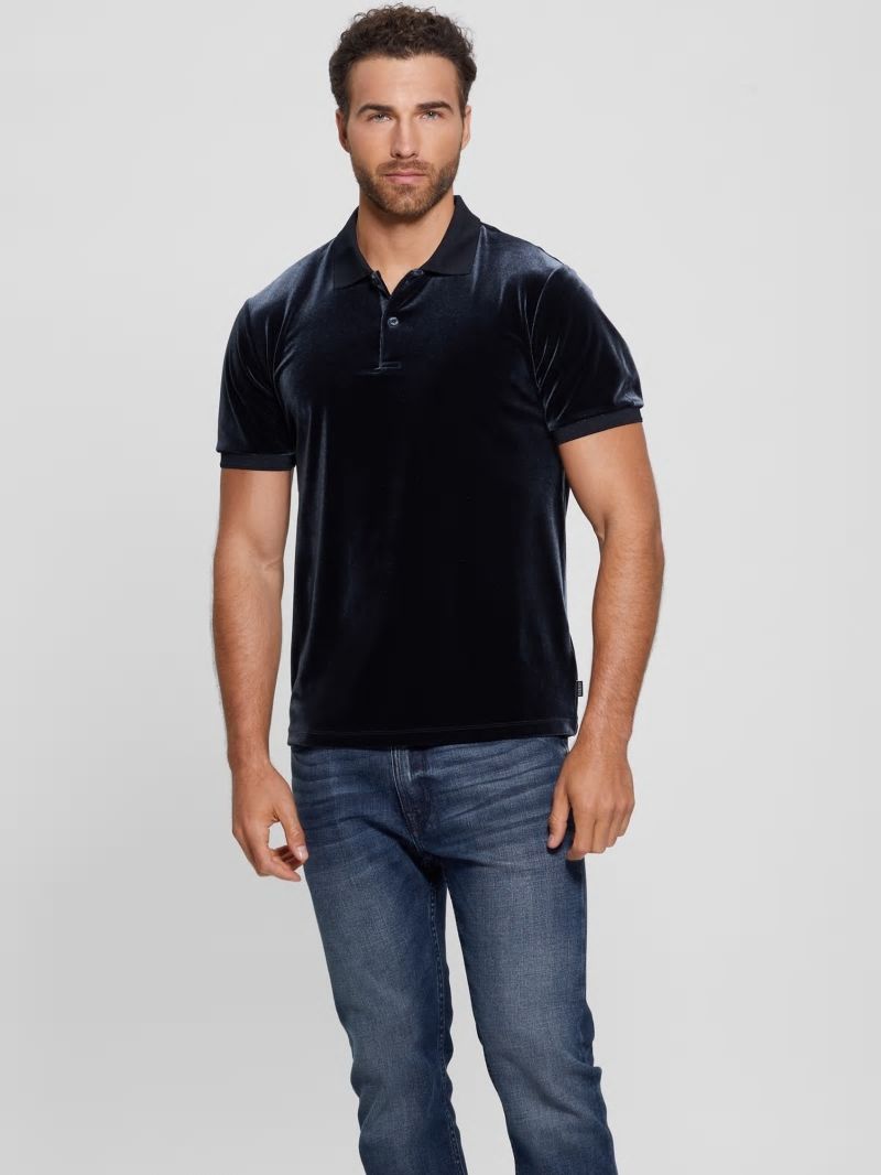 Guess Rio Liquid Velvet Polo - Bleu éLéGant