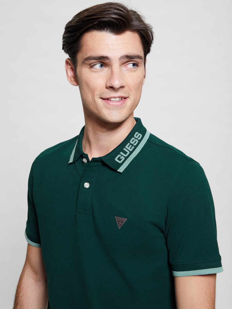 Guess Eco Lyle Logo Polo - Dark Jade