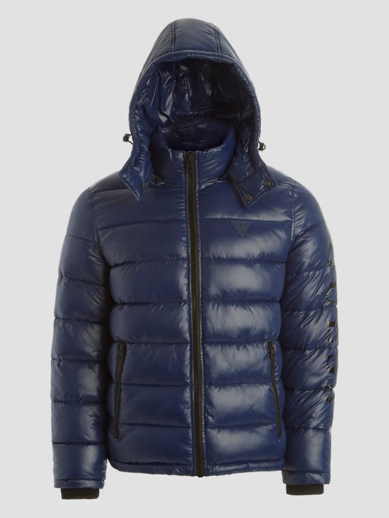 Guess Anthony Logo Puffer Jacket - Blue Navy