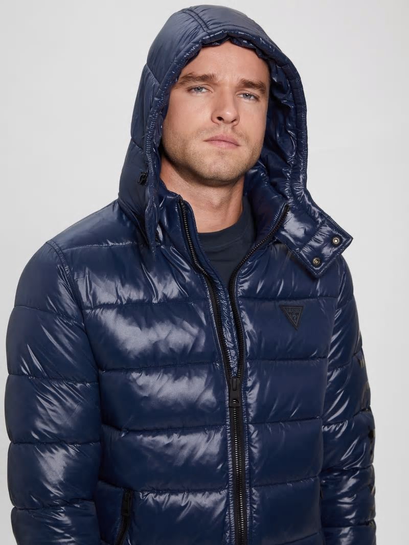 Guess Anthony Logo Puffer Jacket - Blue Navy