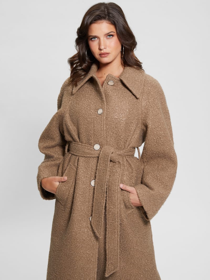 Guess Terry Belted Teddy Coat - Summer Clay Multi