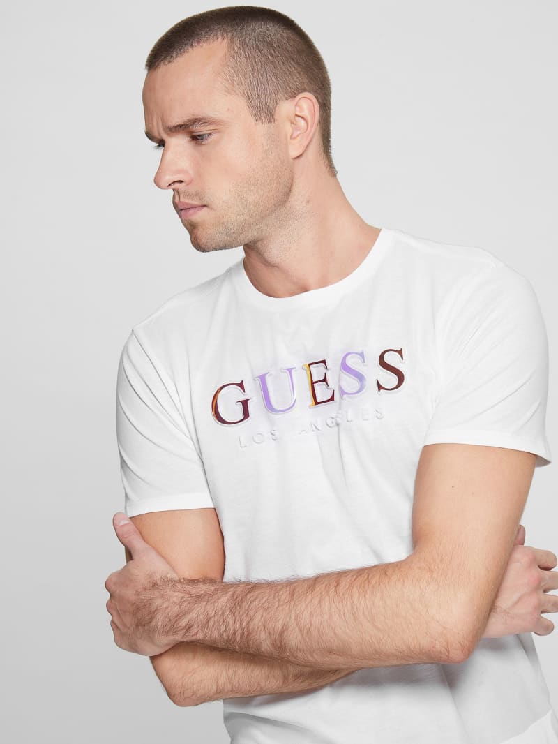 Guess Embossed Logo Tee - Clean White