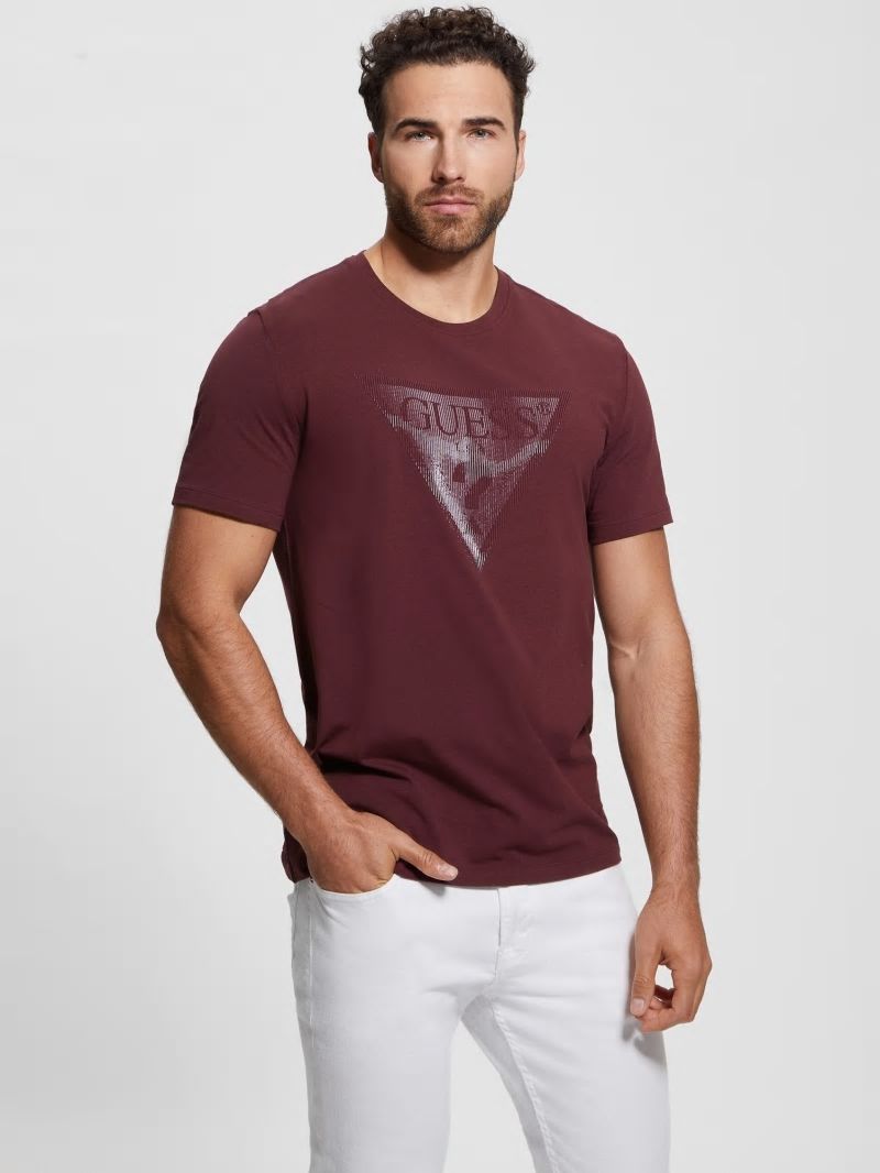 Guess Eco Triangle Crewneck Tee - Red Noir