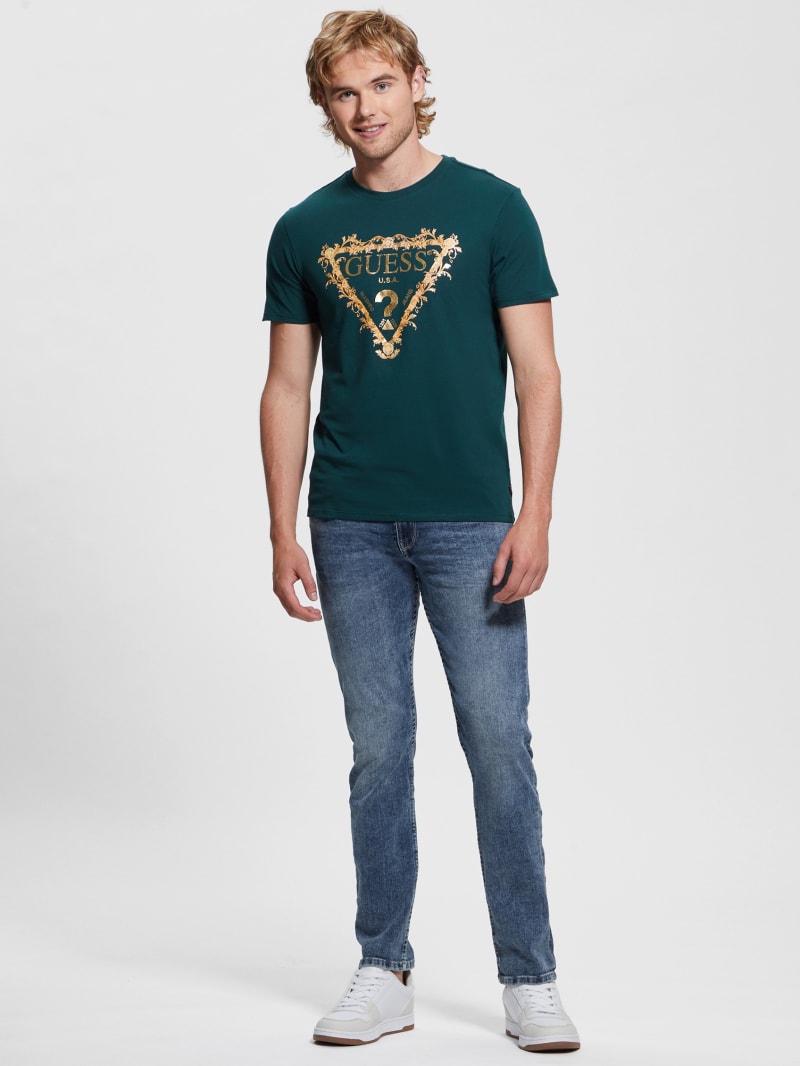 Guess Logo Tri-Scroll Tee - Dark Jade