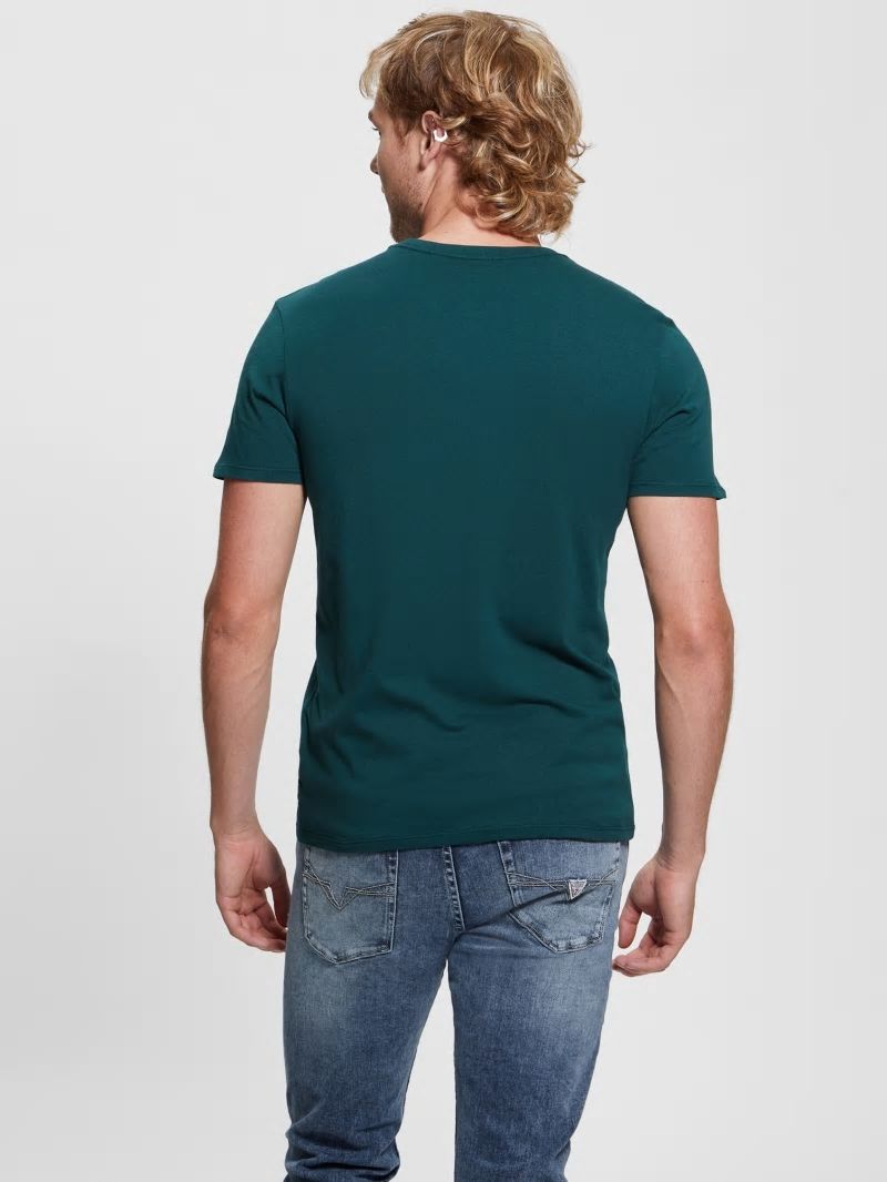 Guess Logo Tri-Scroll Tee - Dark Jade