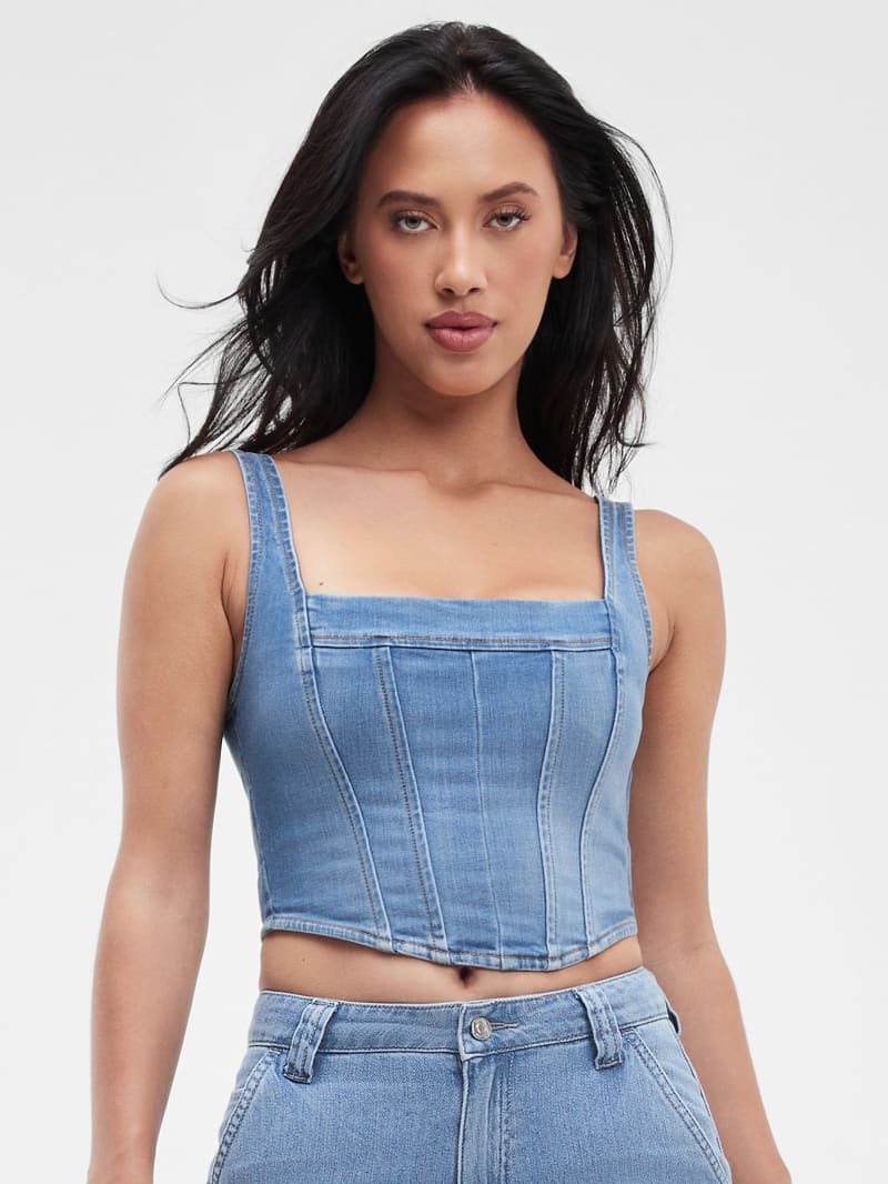 Guess Neil Denim Bustier Top - Rumble