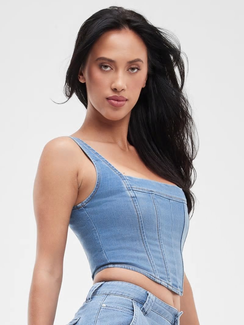 Guess Neil Denim Bustier Top - Rumble