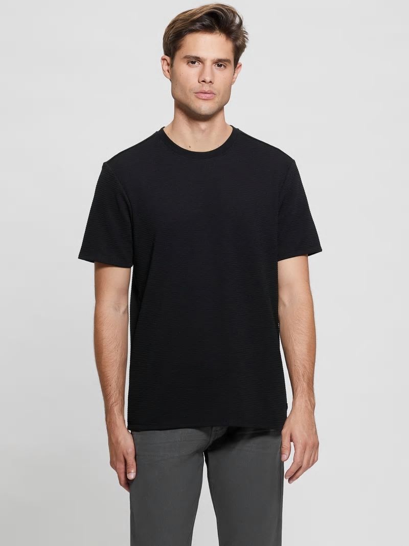 Guess Textured Stripe Tee - Black