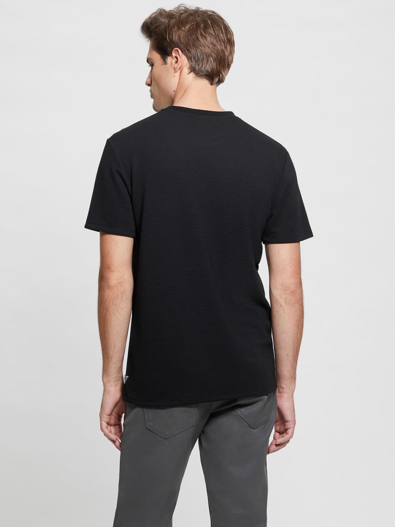 Guess Textured Stripe Tee - Black