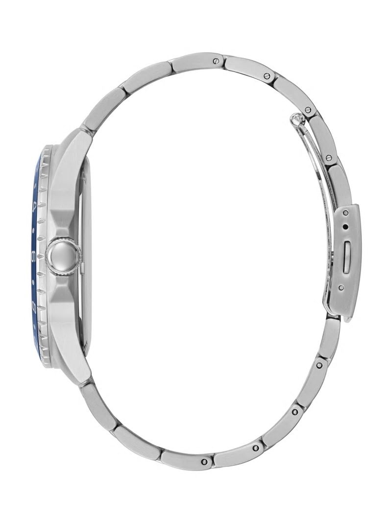 Guess Silver Tone and Blue Sport Watch - Silver