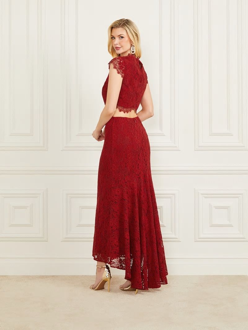 Guess Hannah Lace Maxi Dress - Lacquer Red A503