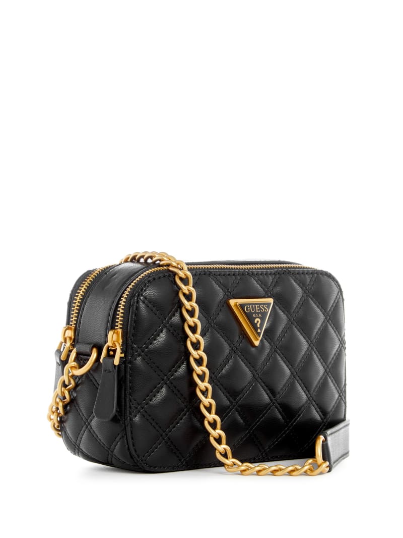 Guess Giully Quilted Camera Crossbody - Black Floral Print