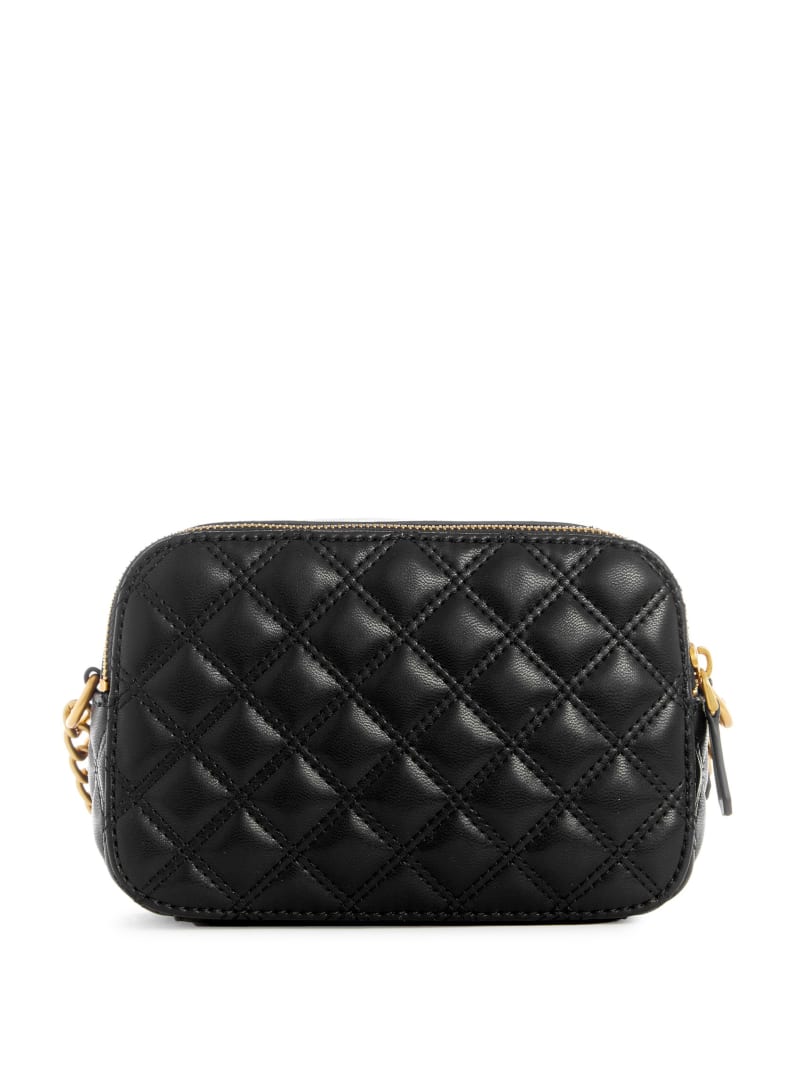 Guess Giully Quilted Camera Crossbody - Black Floral Print