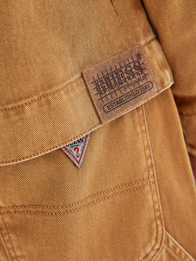 Guess GUESS Originals Aged Denim Work Jacket - Go Vintage Tan Wash