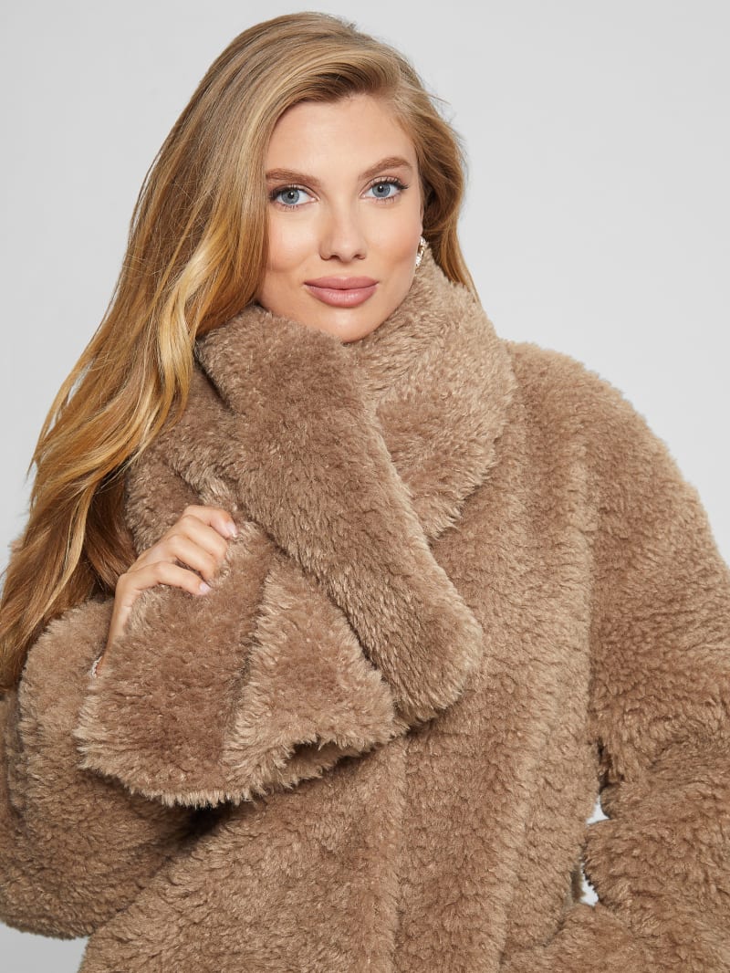 Guess Rebecca Scarf Teddy Jacket - Wet Sand