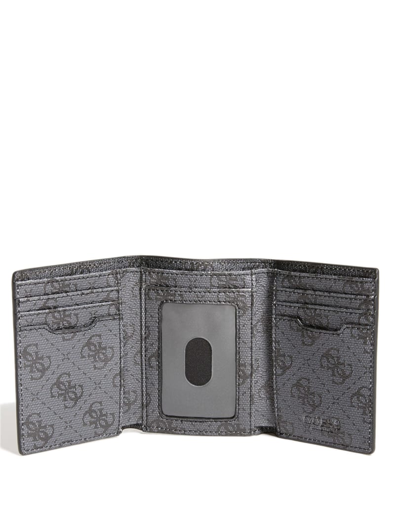 Guess Sig Logo Stripe Trifold Wallet - Black