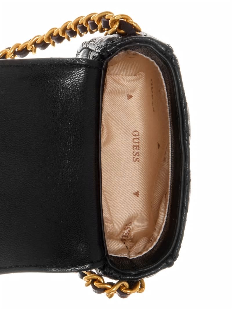 Guess Giully Quilted Micro Mini Crossbody - Black Floral Print