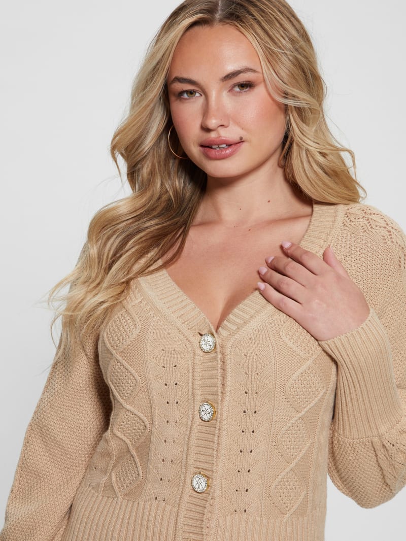 Guess Eco Brielle Cardigan Sweater - Foamy Taupe