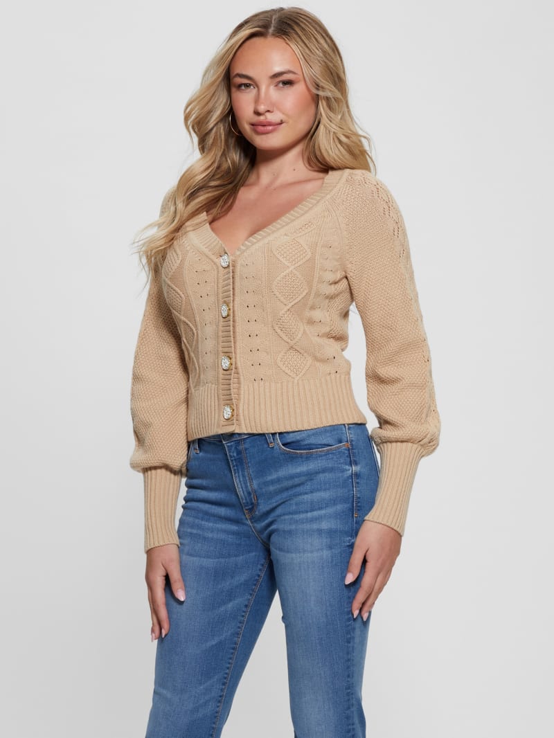 Guess Eco Brielle Cardigan Sweater - Foamy Taupe