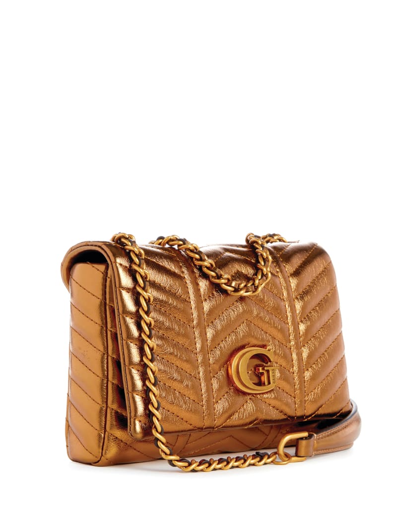 Guess Lovide Metallic Mini Convertible Crossbody - Bronze