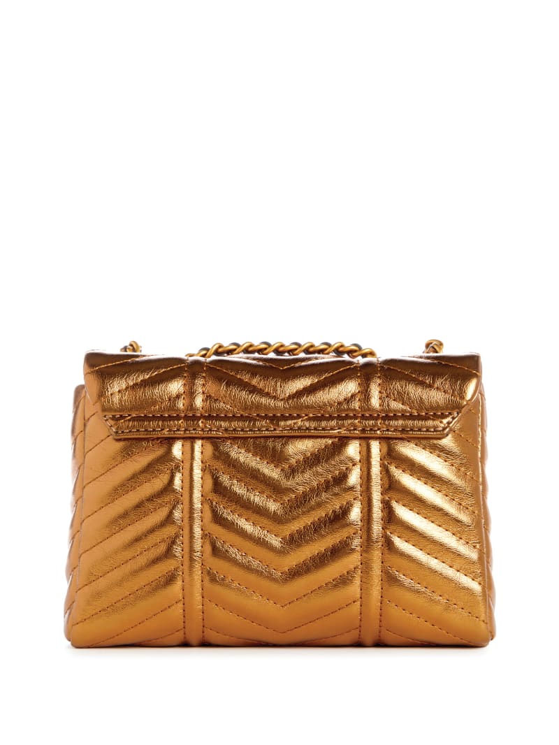 Guess Lovide Metallic Mini Convertible Crossbody - Bronze