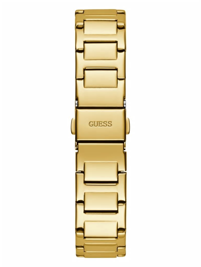 Guess Gold-Tone Rhinestone Rose Analog Watch - Gold